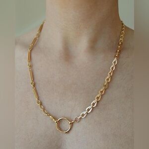 made in 1900! antique 18K gold watch chain necklace charm bracelet dog clip bolt